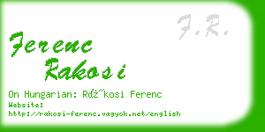 ferenc rakosi business card